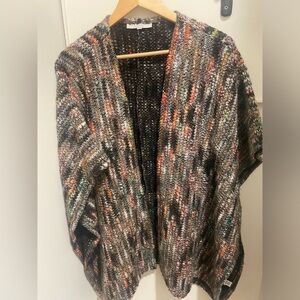 Bryn Walker Multicolor Open-Front Cardigan/ Shawl Medium Wool Blend Earthtones